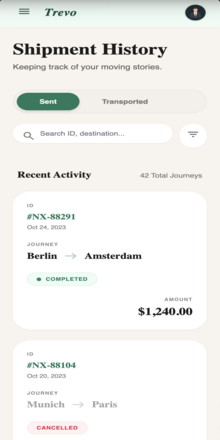 Trevo — publicar ruta de viaje para llevar encomiendas y ganar dinero